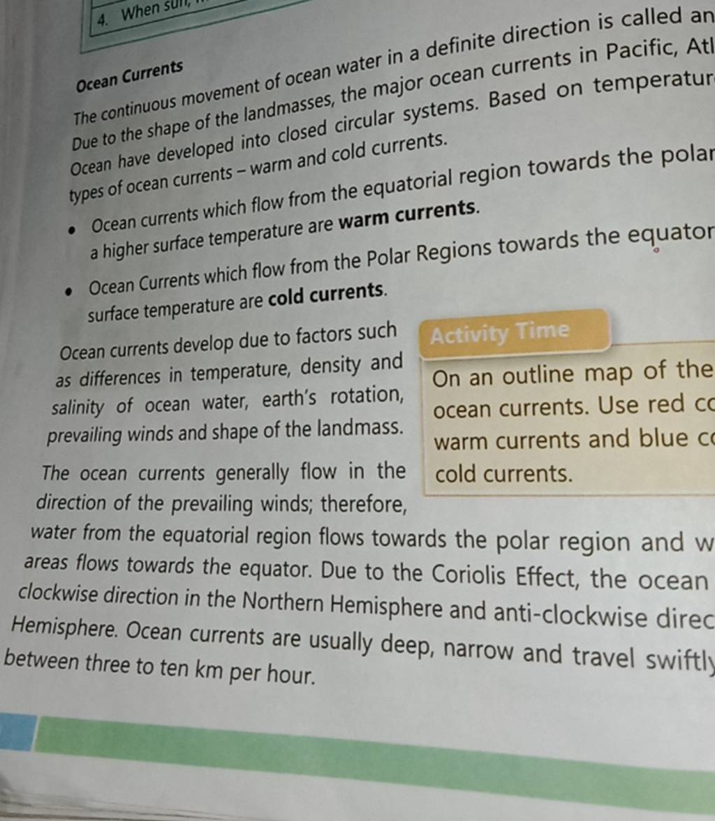 The continuous movement of ocean water in a definite direction is called