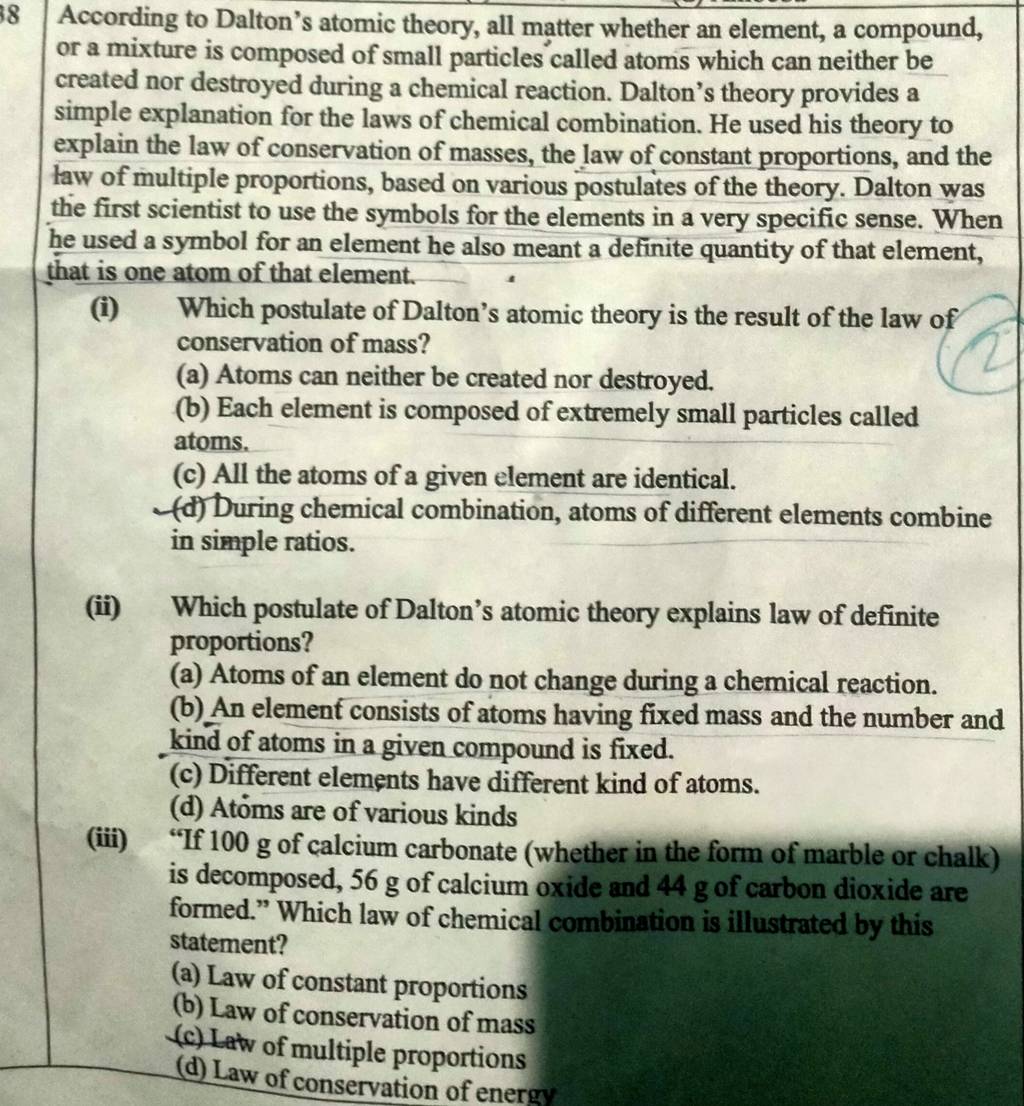 "If 100 g of calcium carbonate (whether in the form of marble or chalk)