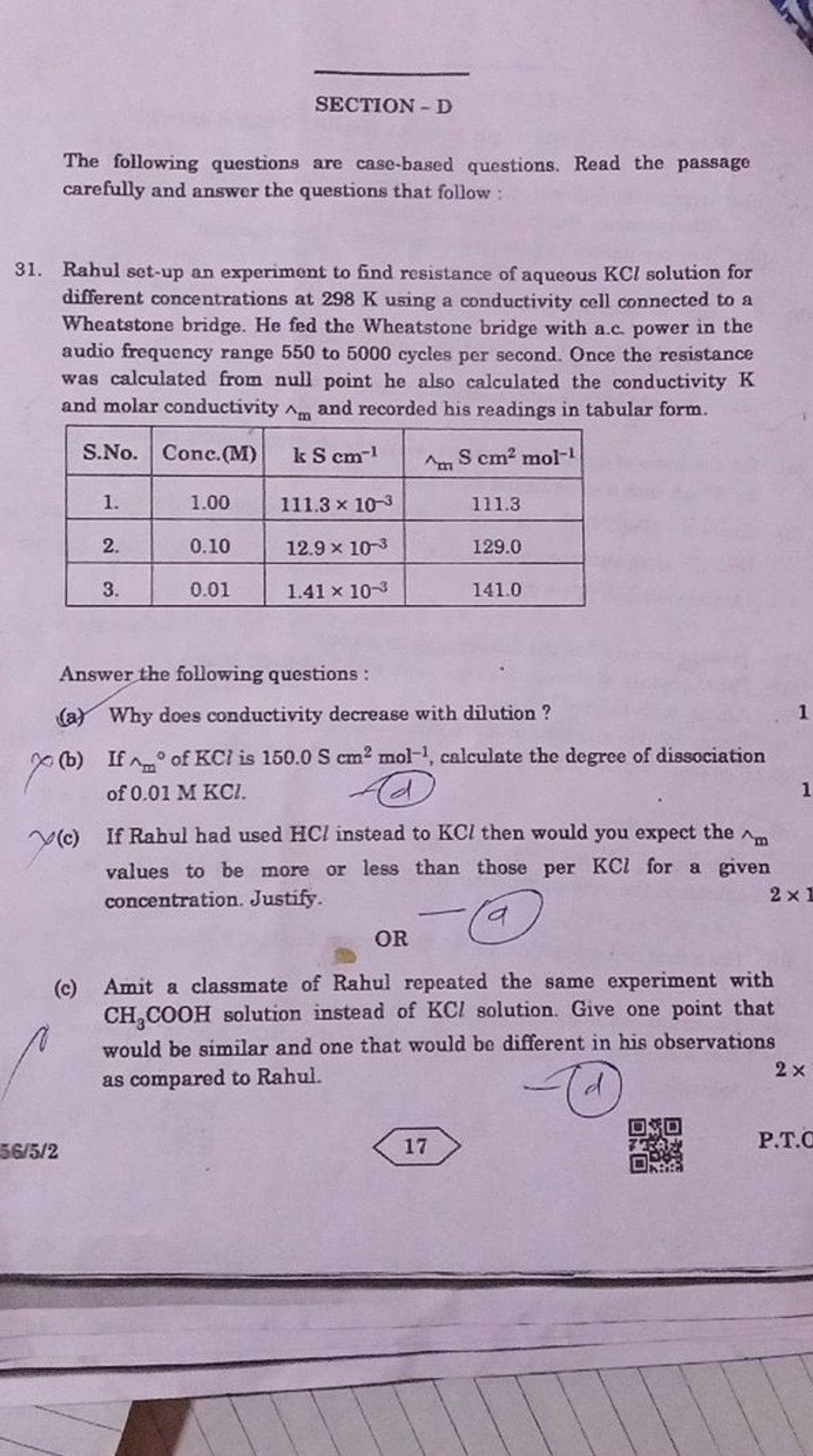 SECTION D The following questions are casebased questions. Read the pa..