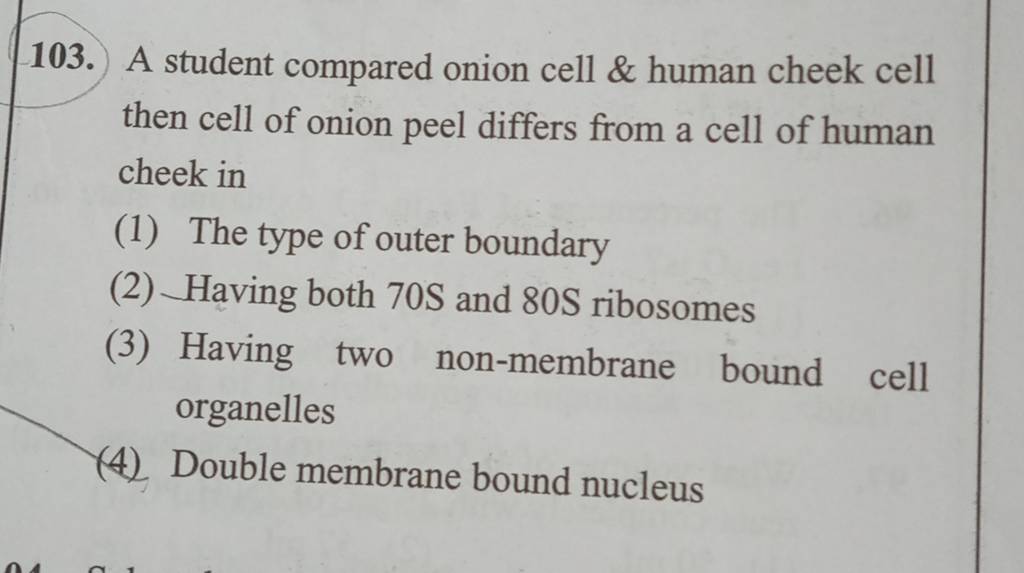 A student compared onion cell \& human cheek cell then cell of onion peel..