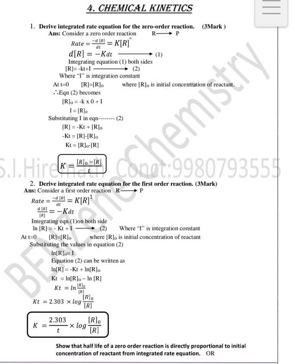 4-chemical-kinetics-1-derive-integrated-rate-equation-for-the-zero-orde