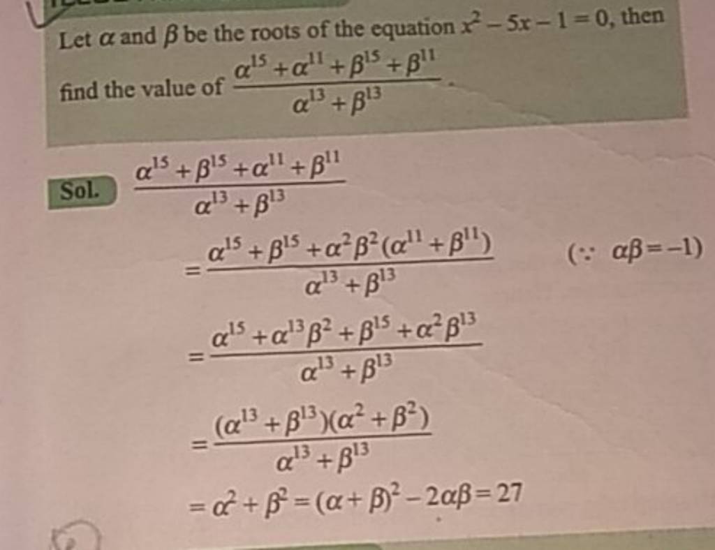 let-and-be-the-roots-of-the-equation-x2-5x-1-0-then-find-the-value-o