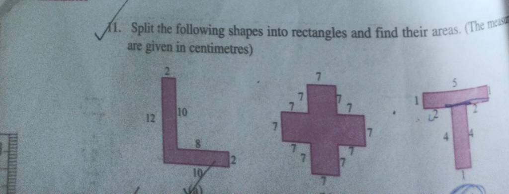 1. Split The Following Shapes Into Rectangles And Find Their Areas. (The