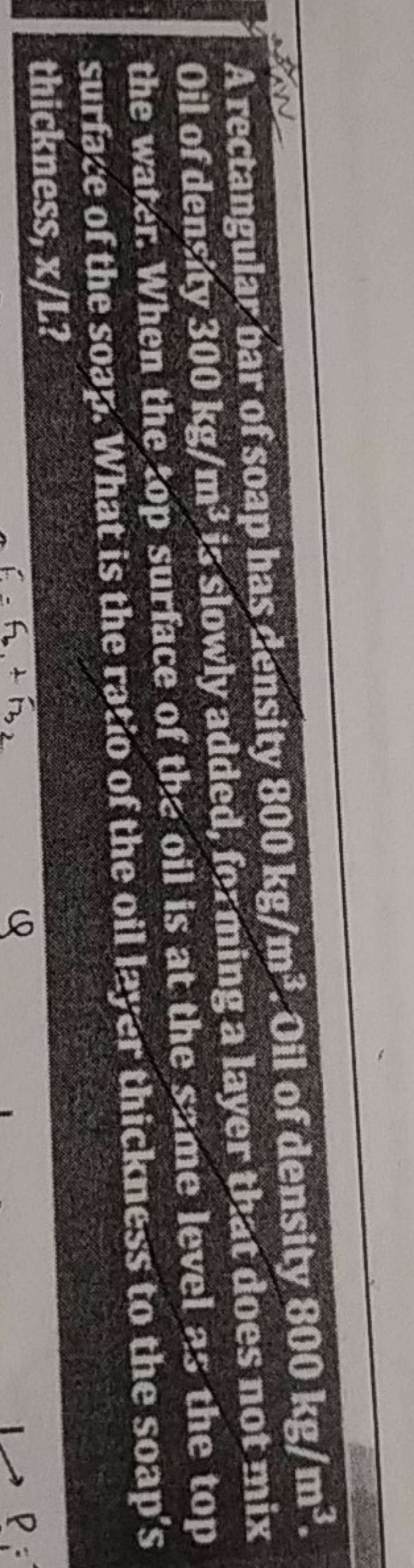 A rectangulay bar of soap has density 800 kg/m3.0t of density 800 kg/m3.