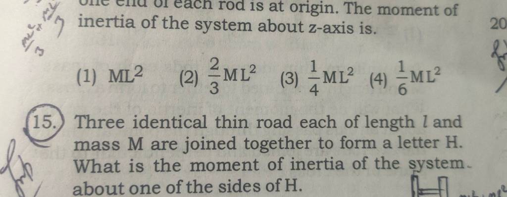 inertia of the system about z-axis is. | Filo