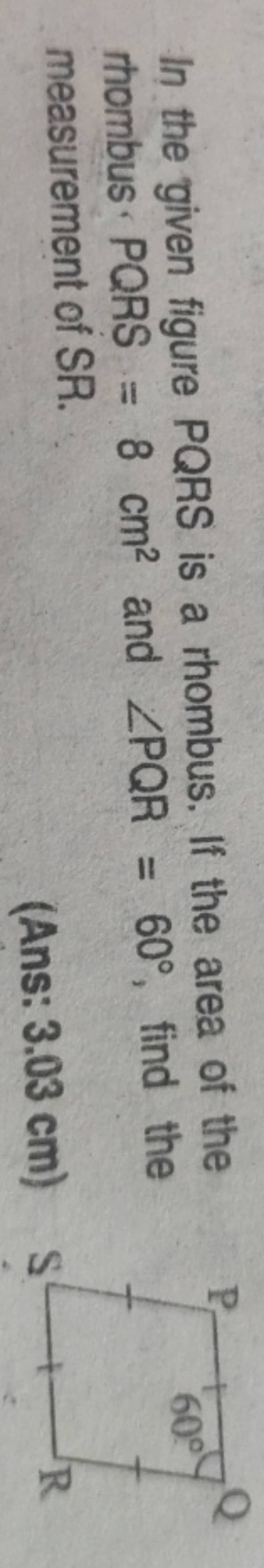 what is the area of rhombus pqrs