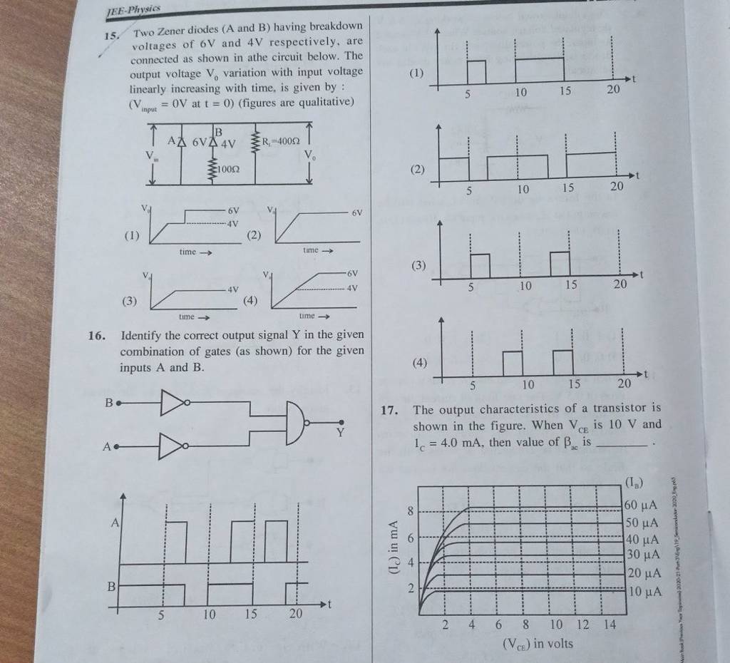 IEEPhysic 15. Two Zener diodes (A and B) having breakdown voltages of 6