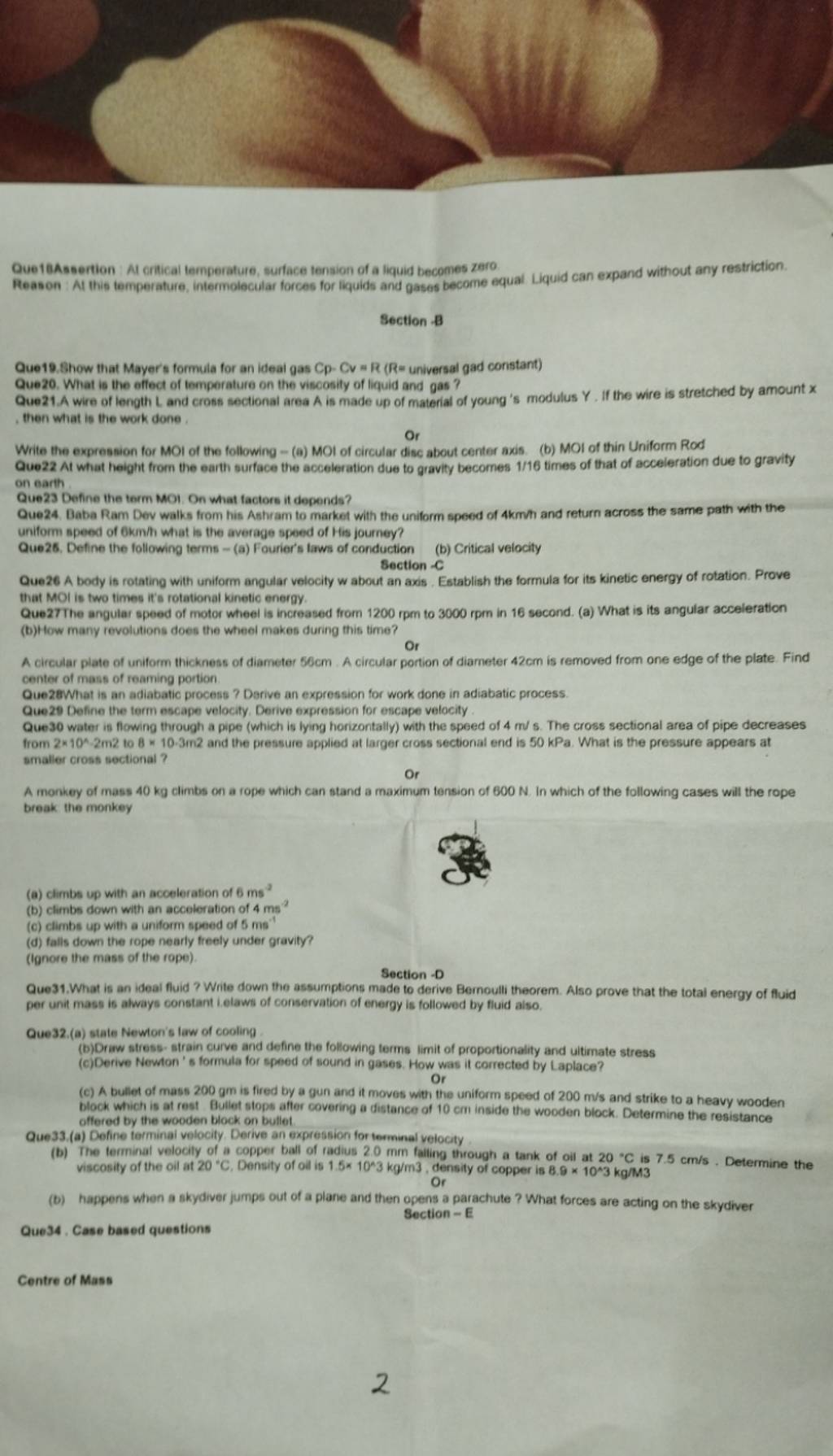 Que18Assertion At critical temperature, surface tension of a liquid