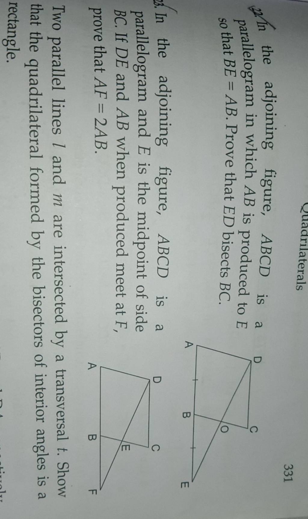 331 22. In The Adjoining Figure, ABCD Is A Parallelogram In Which AB Is P..