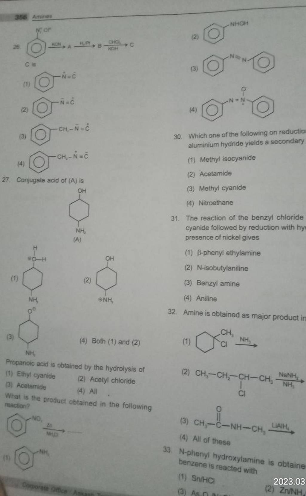 Propanoic acid is obtained by the hydrolysis of | Filo