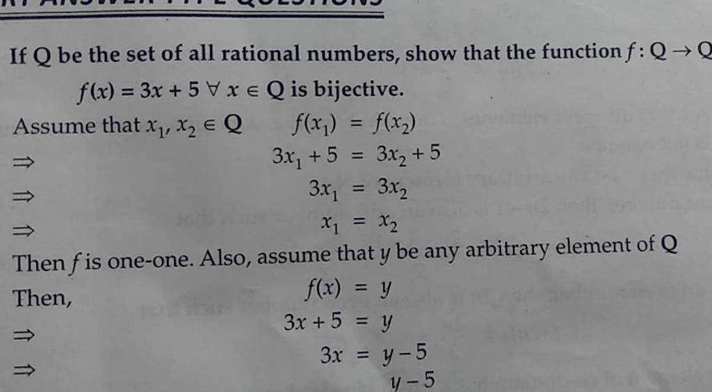 If Q be the set of all rational numbers, show that the function fQ→Q f(x..