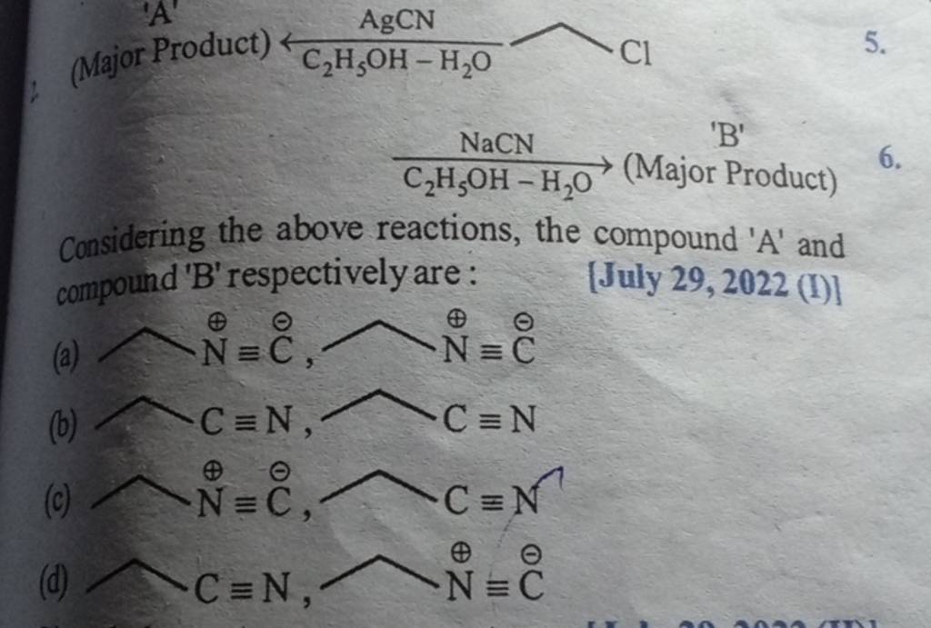 c2-h5-oh-h2-o-nacn-bajor-product-considering-the-above-reactions-th