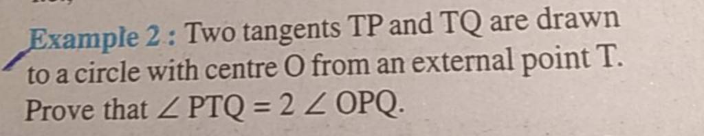 Example Two Tangents Tp And Tq Are Drawn To A Circle With Centre O Fro