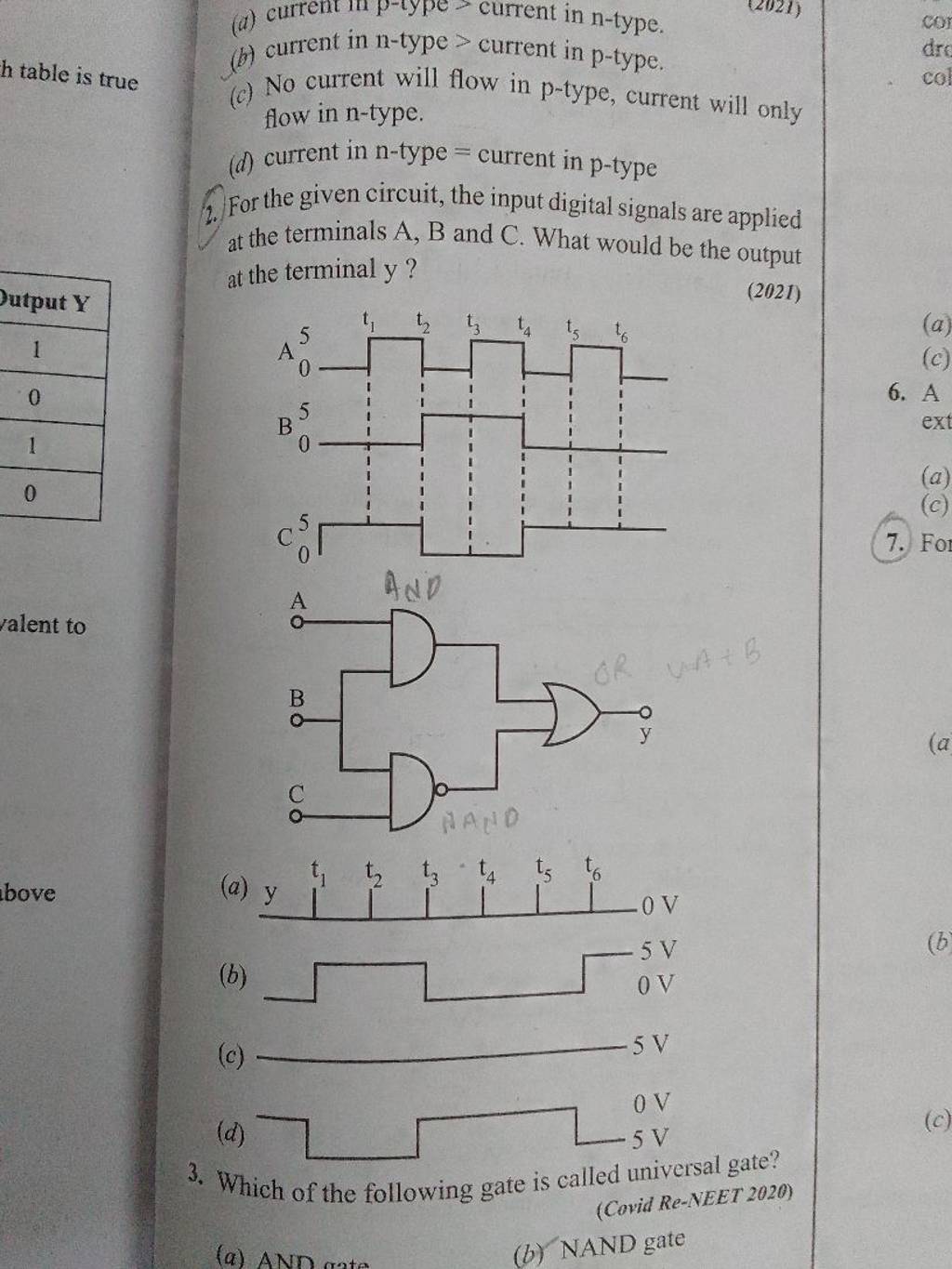 (b) Current In N-type > Current In P-type. (c) No Current Will Flow In P-..