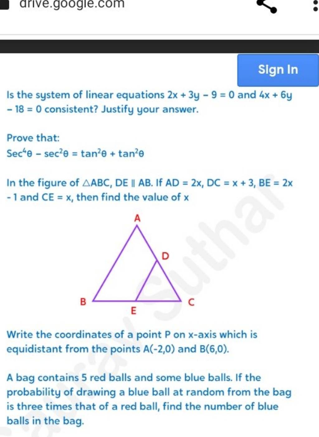 is-the-system-of-linear-equations-2x-3y-9-0-and-4x-6y-18-0-consistent-j
