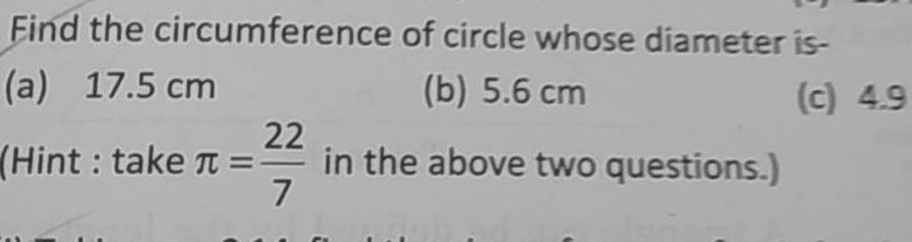 find the circumference of a circle whose diameter is 7.7