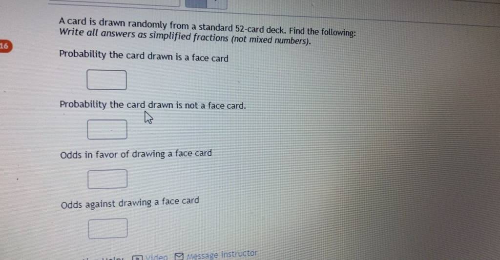 A card is drawn randomly from a standard 52 card deck. Find the followin..