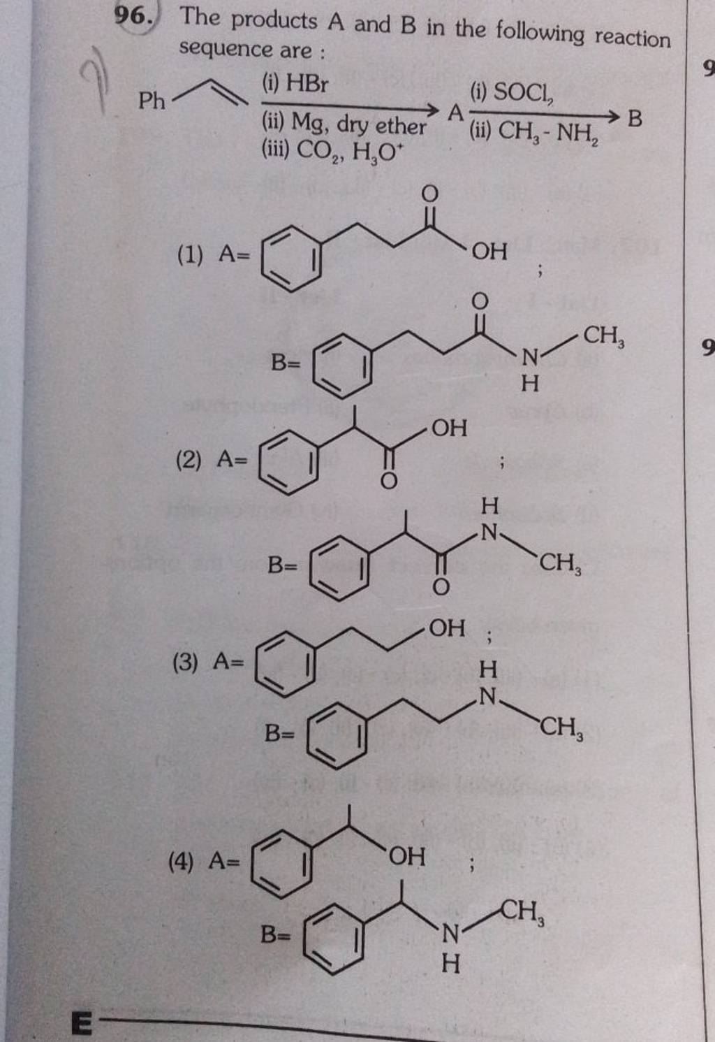 96 The Products A And B In The Following Reaction Sequence Are Ph I 1312