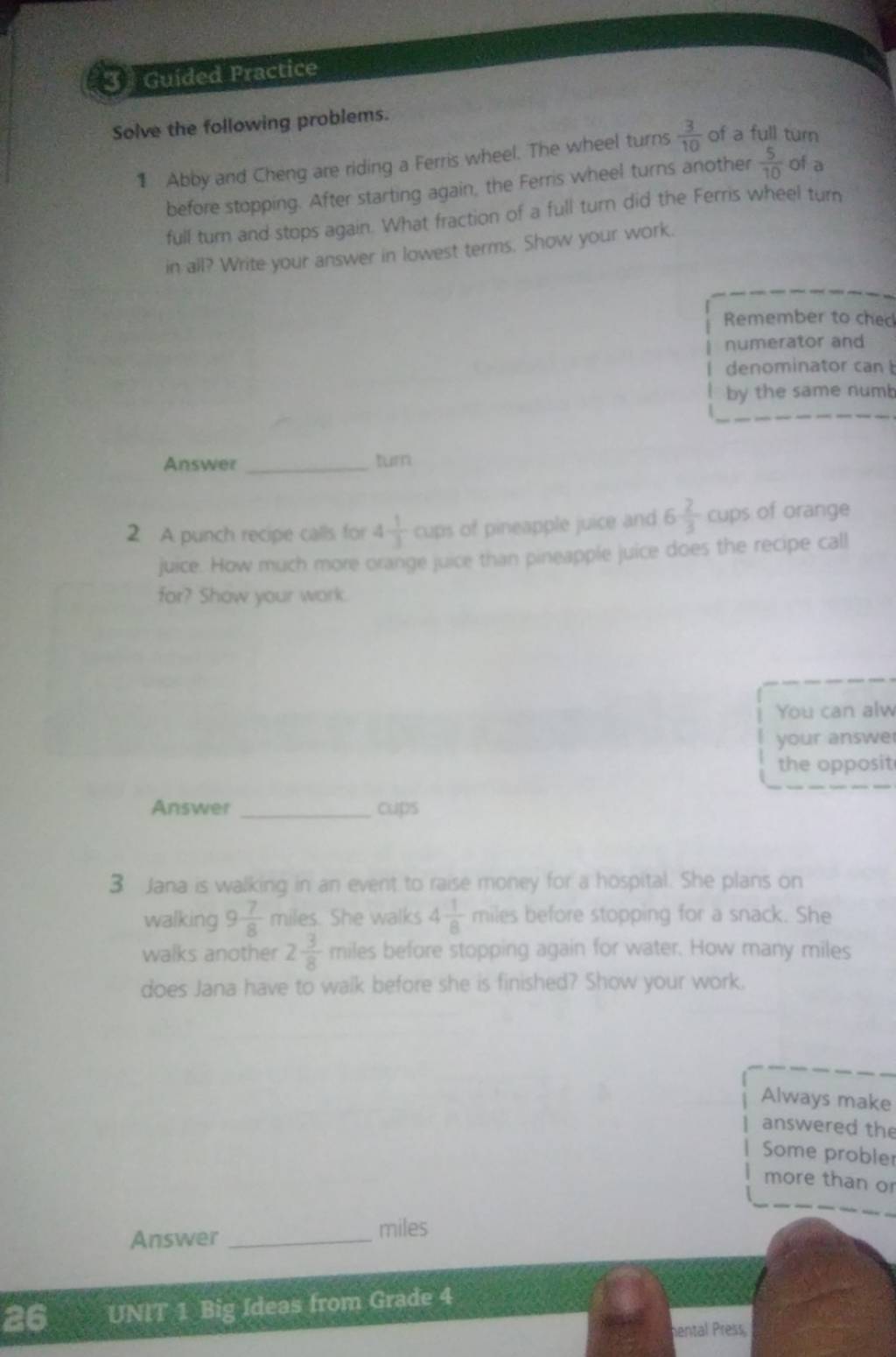 Guided Practice
Solve the following problems.
1 Abby and Cheng are rid