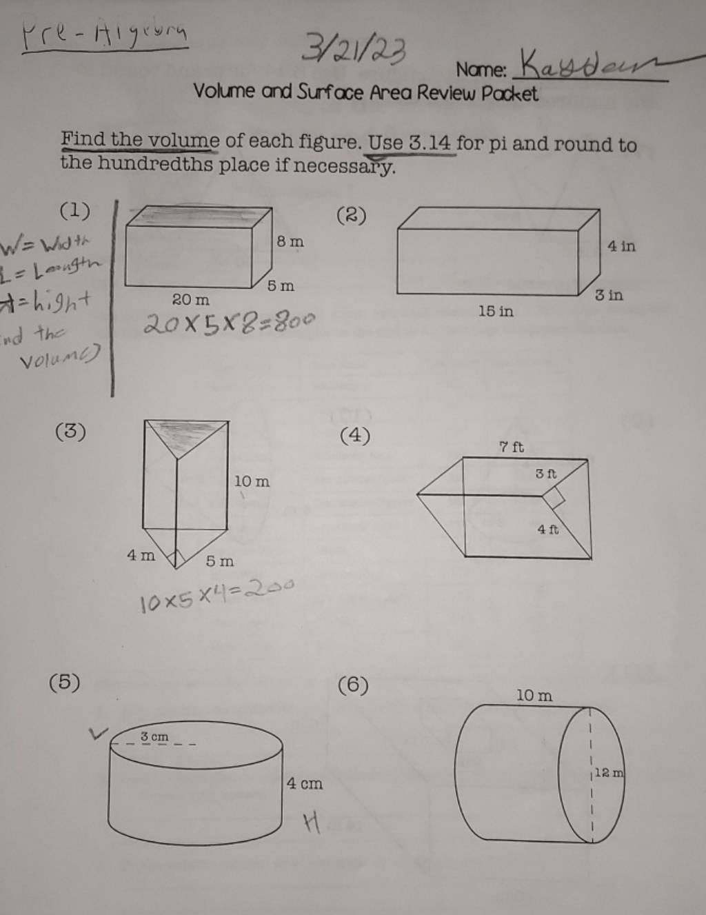 Volume and Surface Area Review Packet