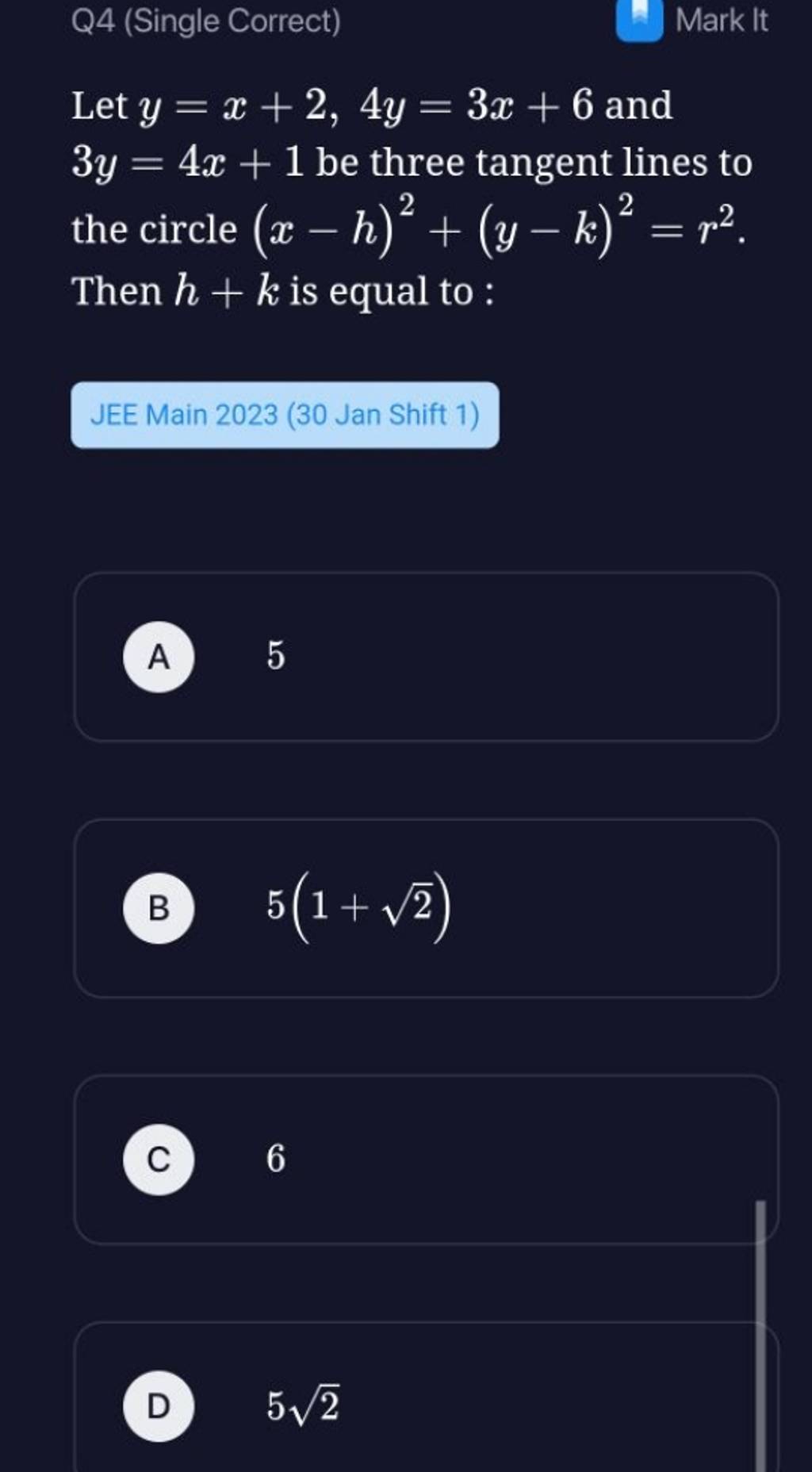 let-y-x-2-4y-3x-6-and-3y-4x-1-be-three-tangent-lines-to-the-circle-x-h-2