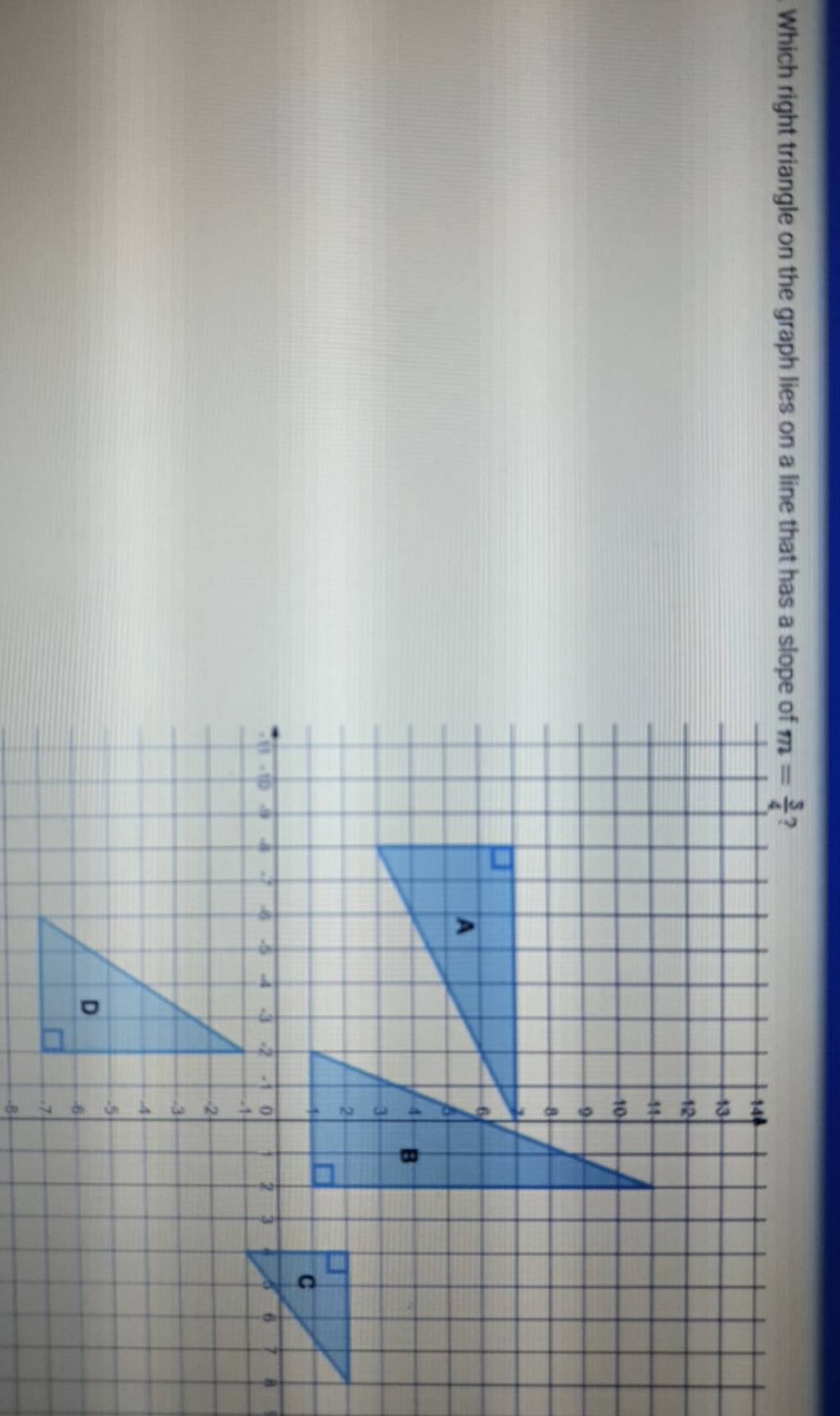 Which right triangle on the graph lies on a line that has a slope of m