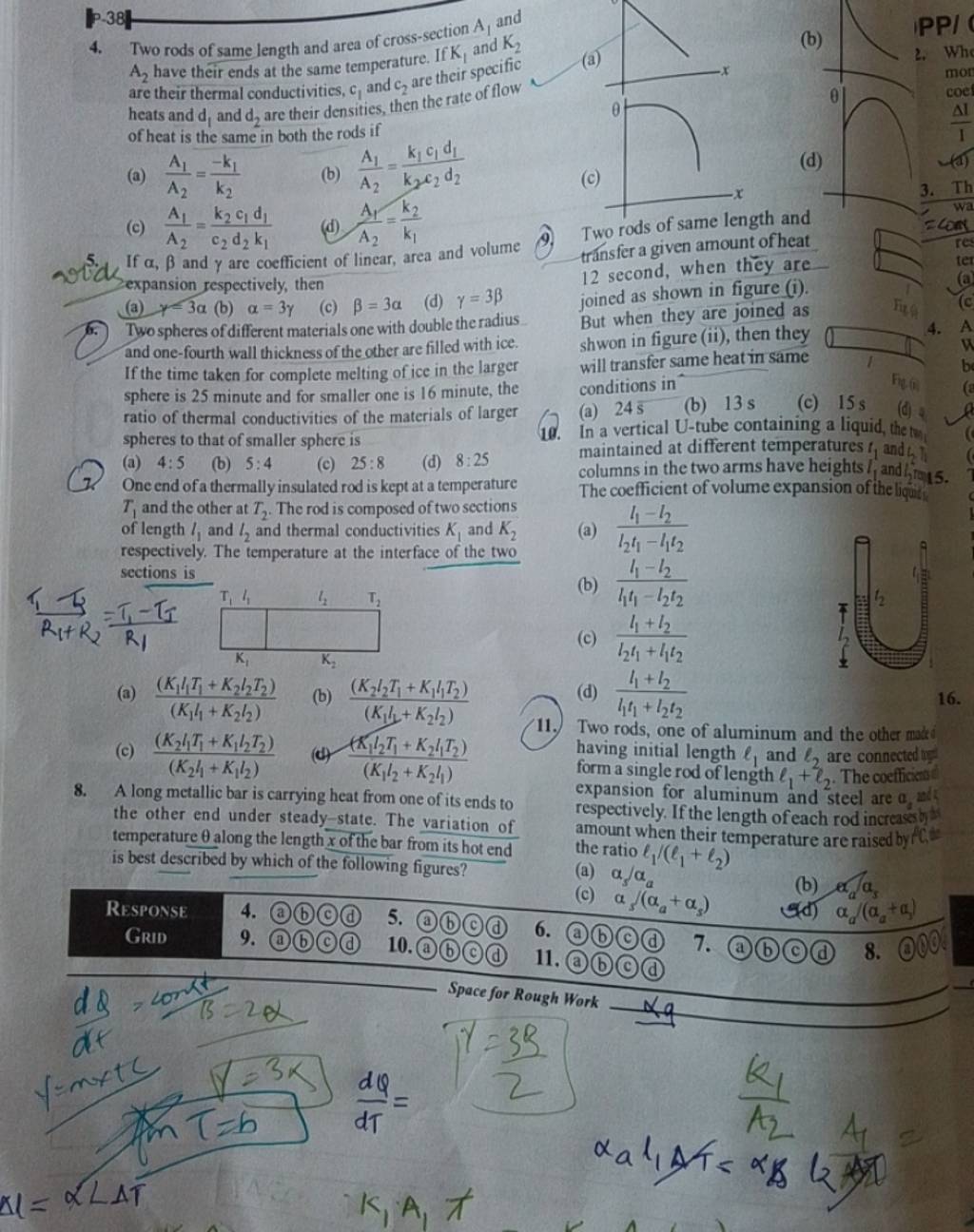 Two rods of same length and area of crosssection A1 and A2 have their