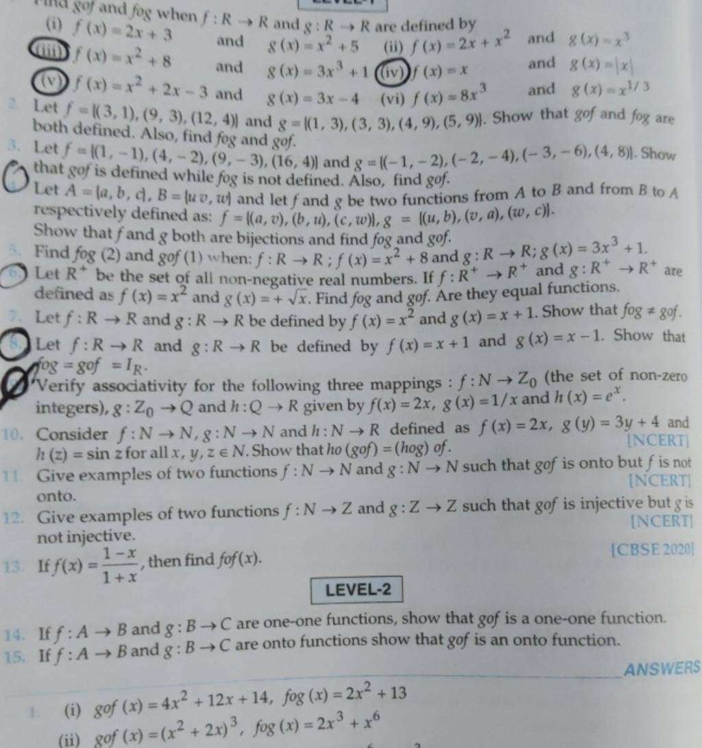 I F X 2x When F R→r And G R→r Are Defined By Iiii F X X2 8 And G X