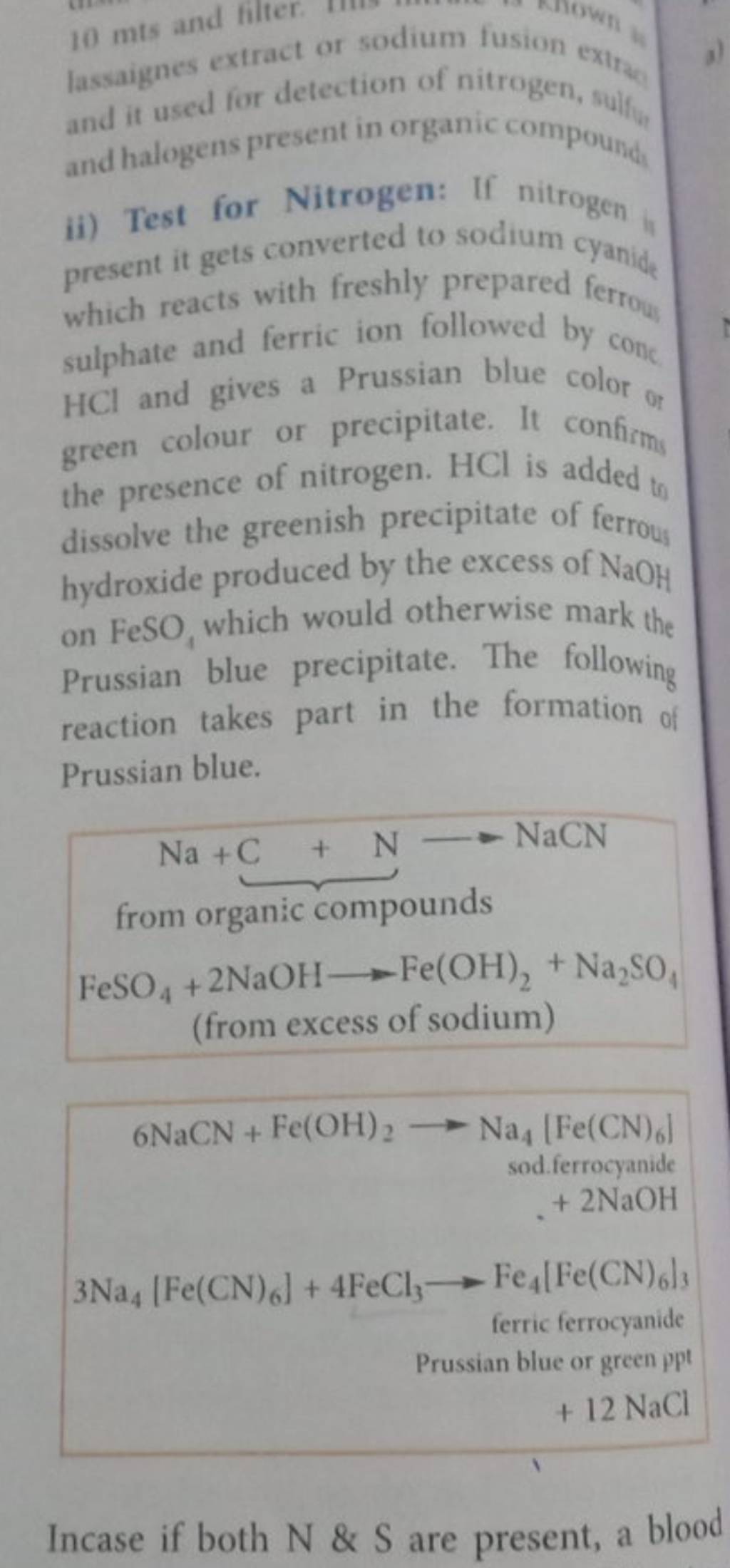 to mts and filte lassaignes extract or sodium fusion exlther and it used