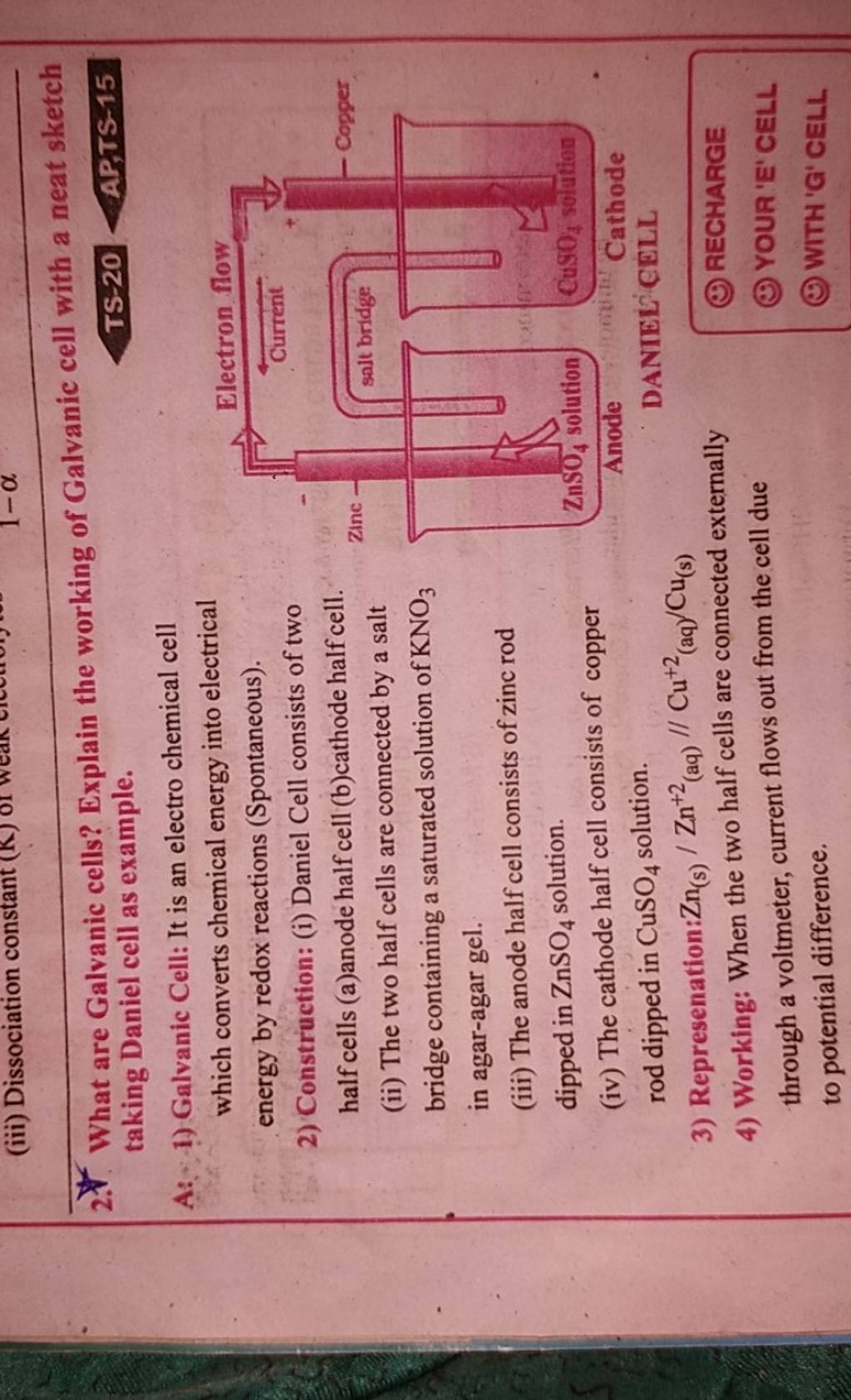 2. What are Galvanic cells? Explain the working of Galvanic cell with a n..