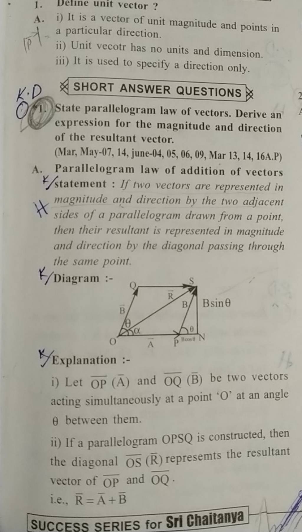 1 Define Unit Vector A I It Is A Vector Of Unit Magnitude And Points 1 define unit vector a i it is a vector of unit magnitude and points