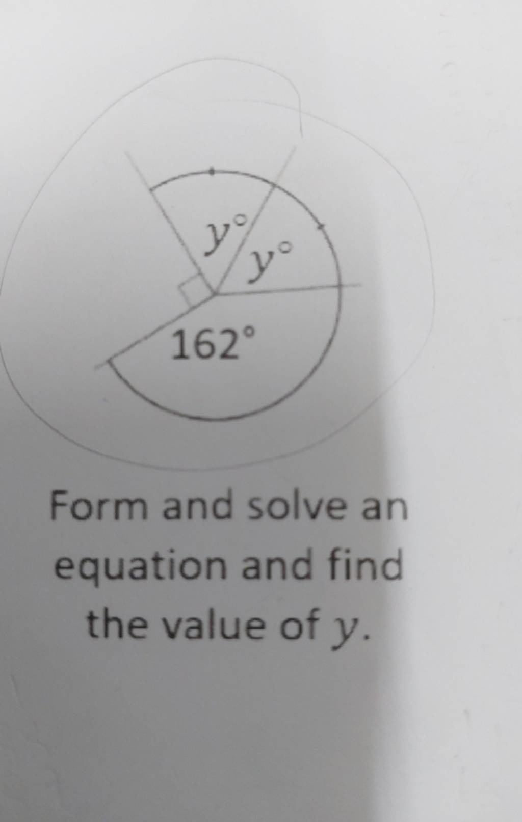 Form and solve an equation and find the value of y. | Filo