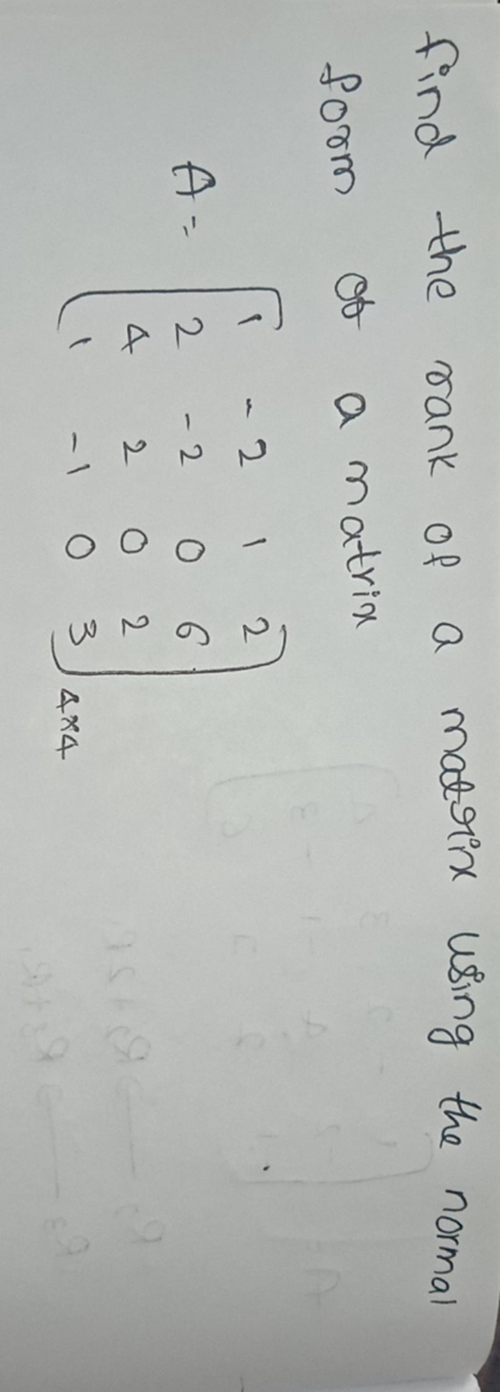 find the rank of a matrix using normal form