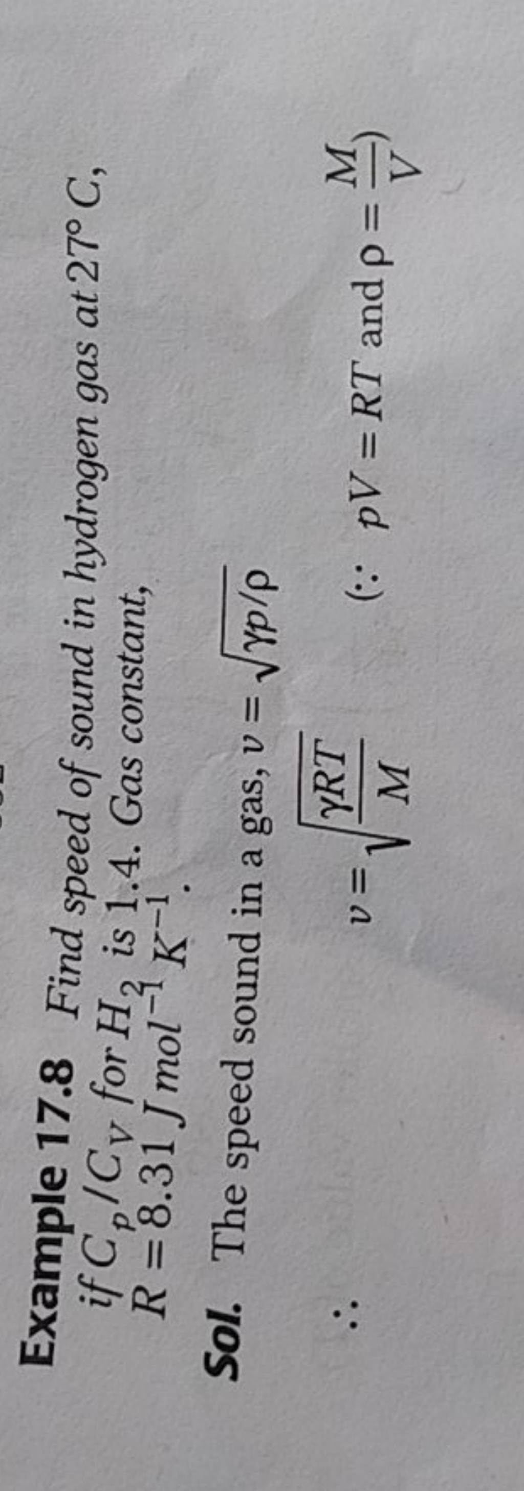 example-17-8-find-speed-of-sound-in-hydrogen-gas-at-27-c-if-cp-cv-for