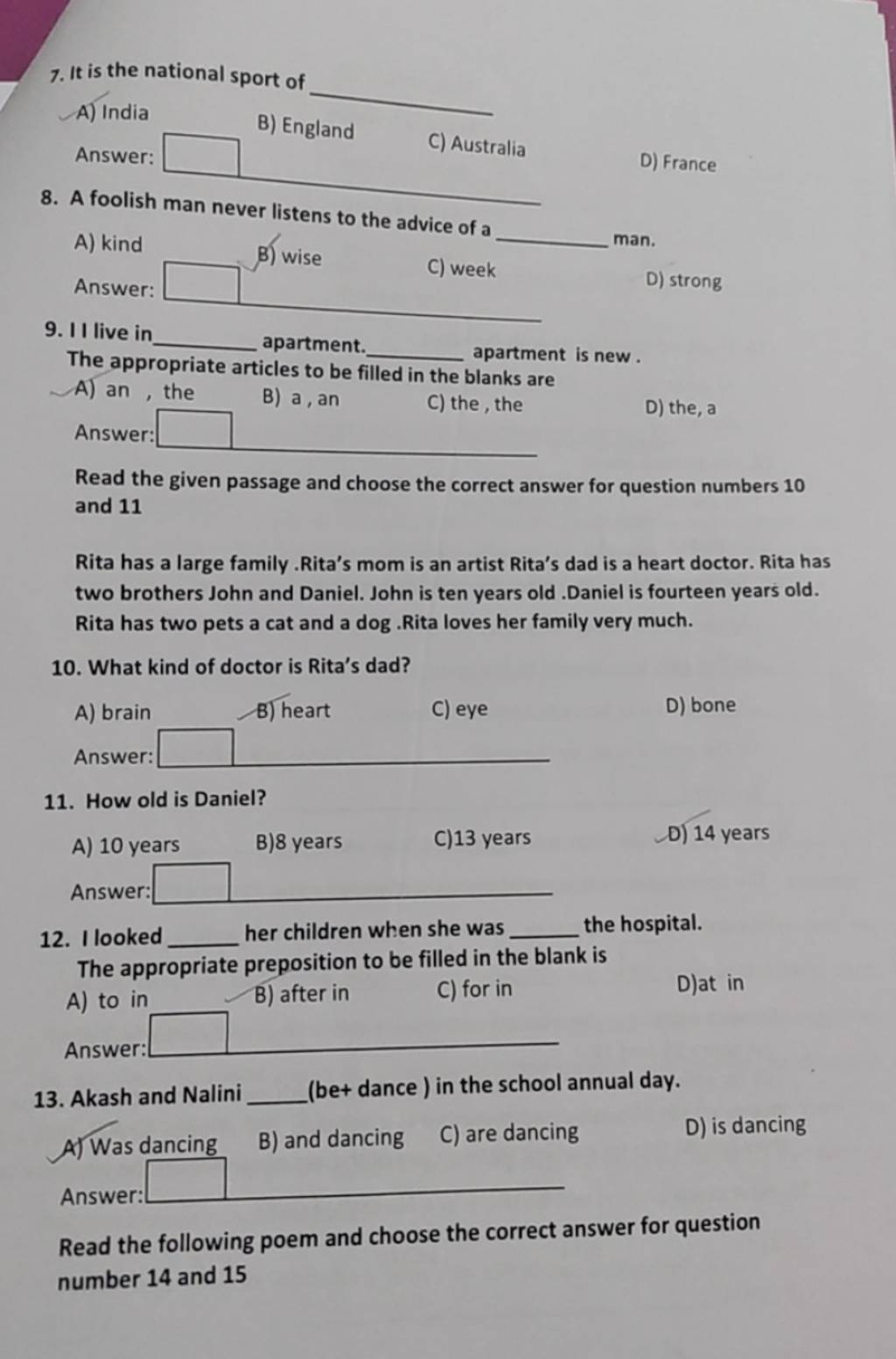 Answer: Read The Given Passage And Choose The Correct Answer For Question..