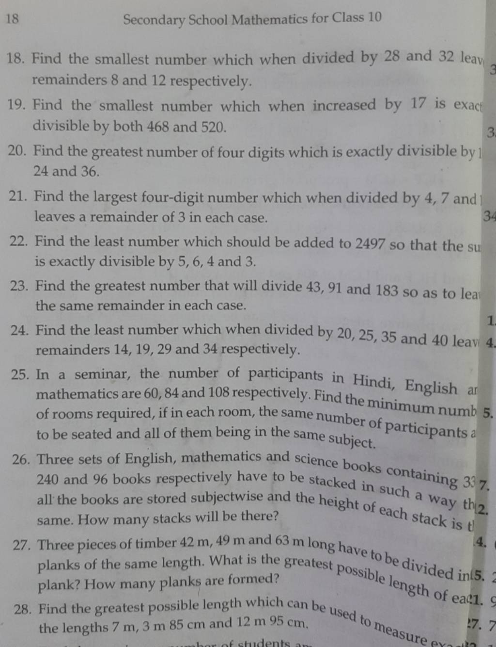 18 secondary school mathematics for class 10 18 find the smallest number 