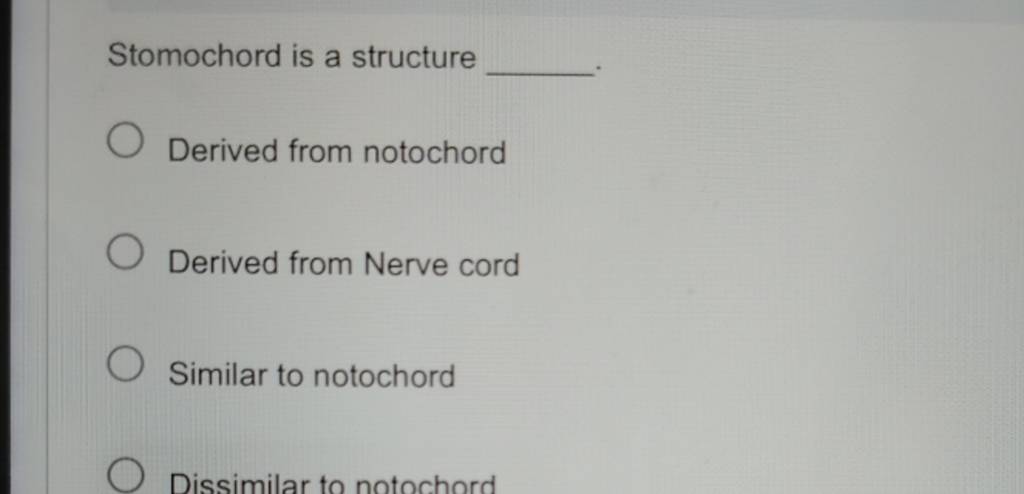 Stomochord is a structure Derived from notochord Derived from Nerve cord