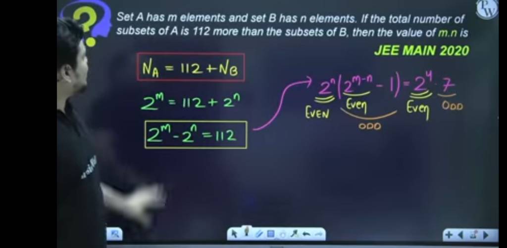 Set A Has M Elements And Set B Has N Elements. If The Total Number Of Sub..