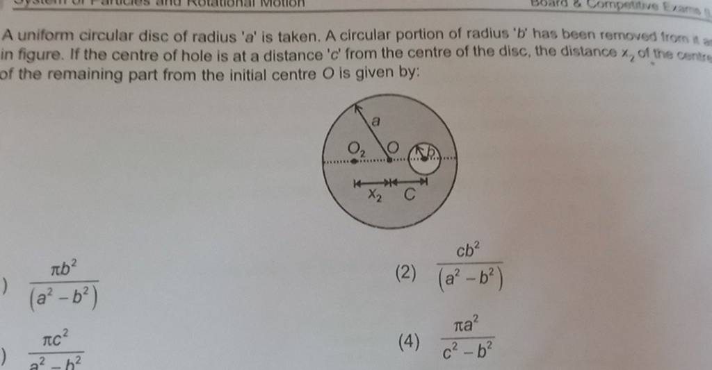 A Uniform Circular Disc Of Radius ' A ' Is Taken. A Circular Portion Of R..