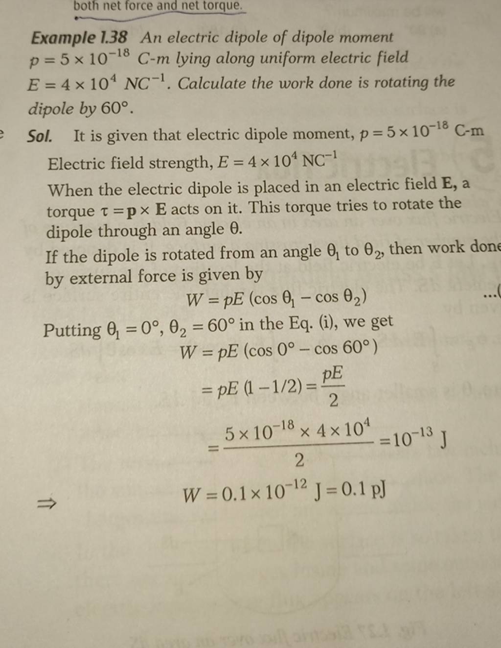 example-1-38-an-electric-dipole-of-dipole-moment-p-5-10-18c-m-lying-along