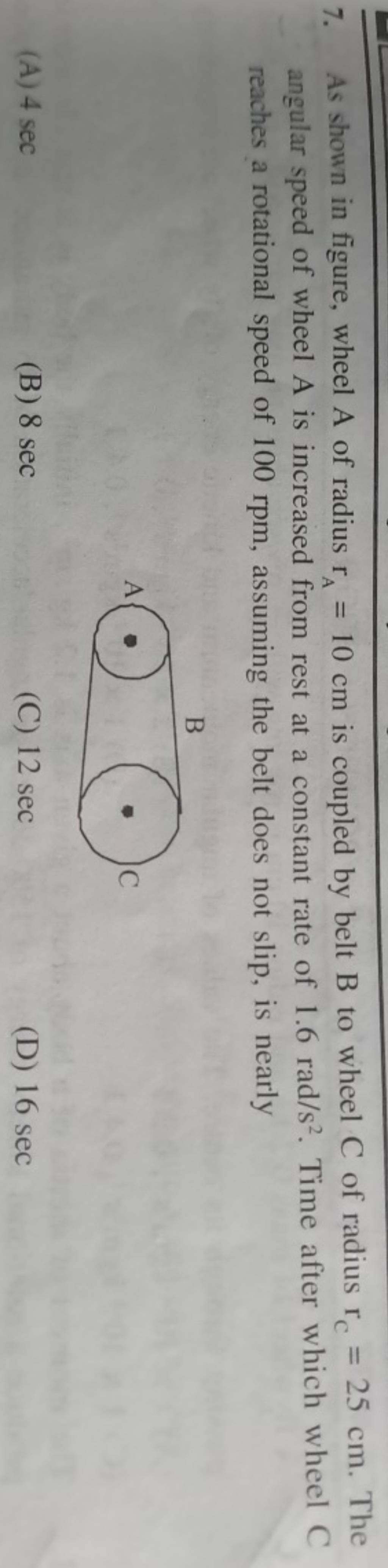 As Shown In Figure, Wheel A Of Radius RA =10 Cm Is Coupled By Belt B To W..