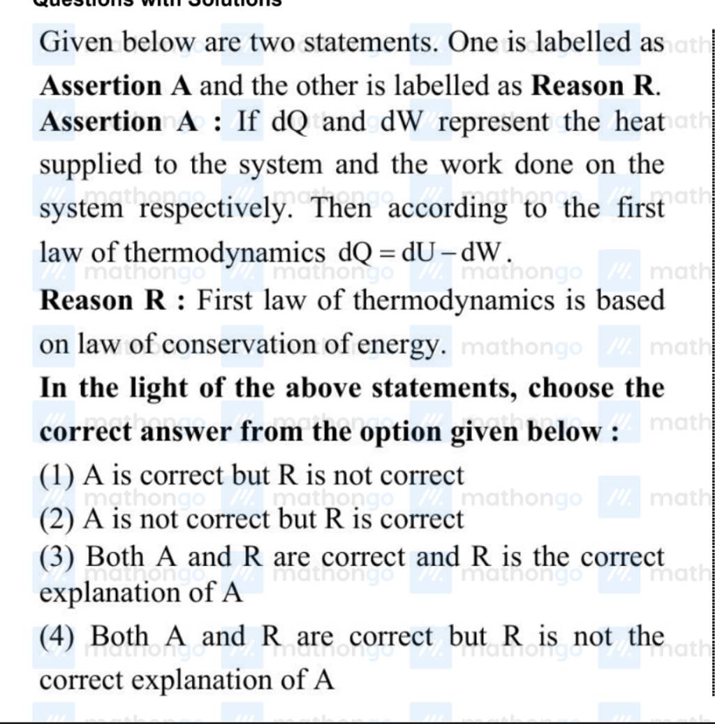 Given Below Are Two Statements. One Is Labelled As Assertion A And The Ot..