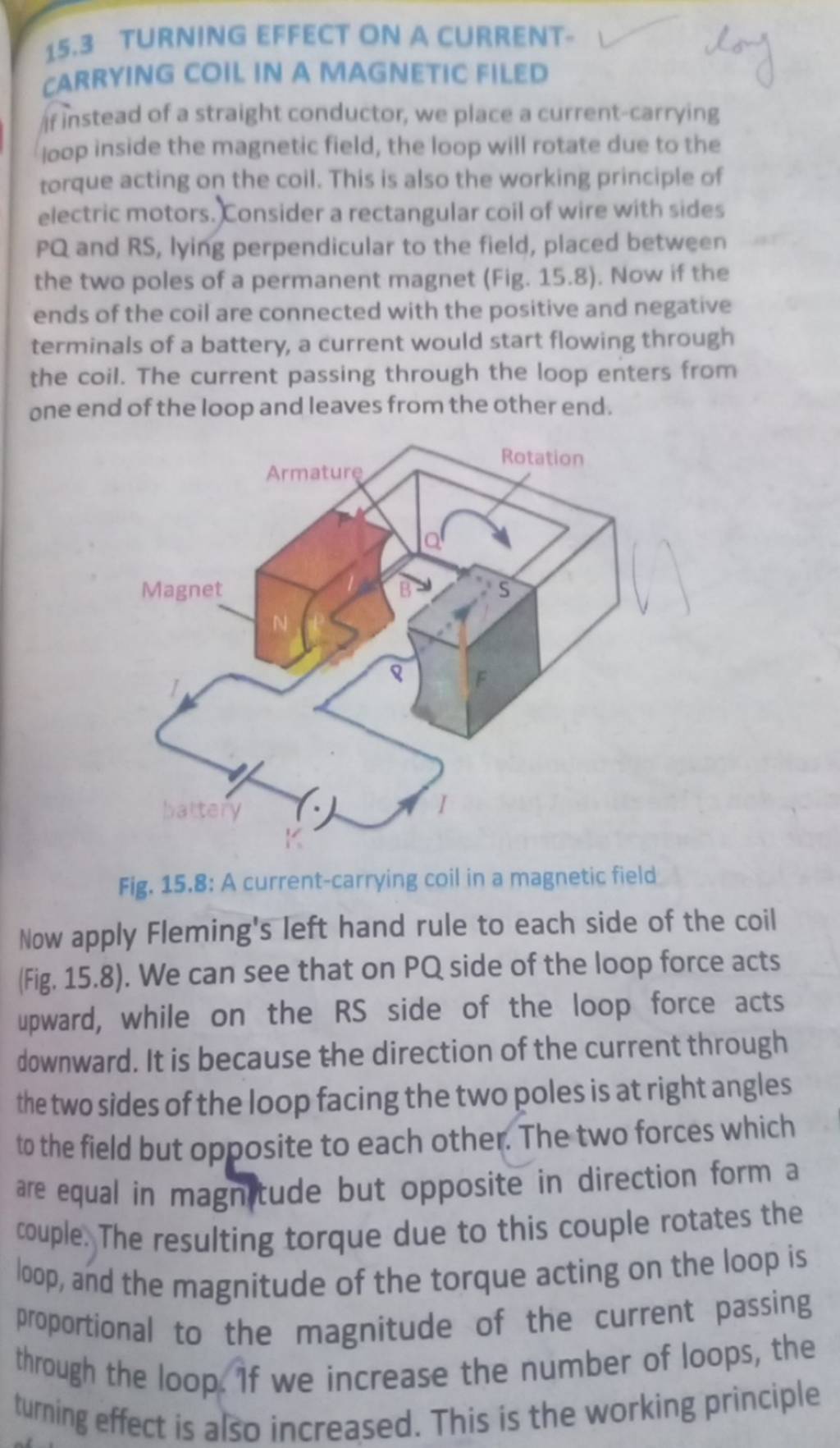 15.3 TURNING EFFECT ON A CURRENTCARRYING COIL IN A FILED ff inst..