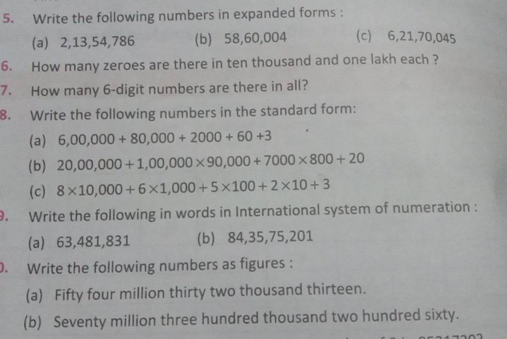 write the following numbers in expanded form class 5 answer