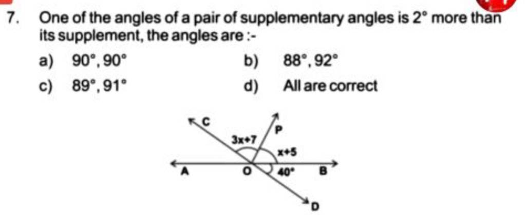 One Of The Angles Of A Pair Of Supplementary Angles Is 2∘ More Than Its S 9897