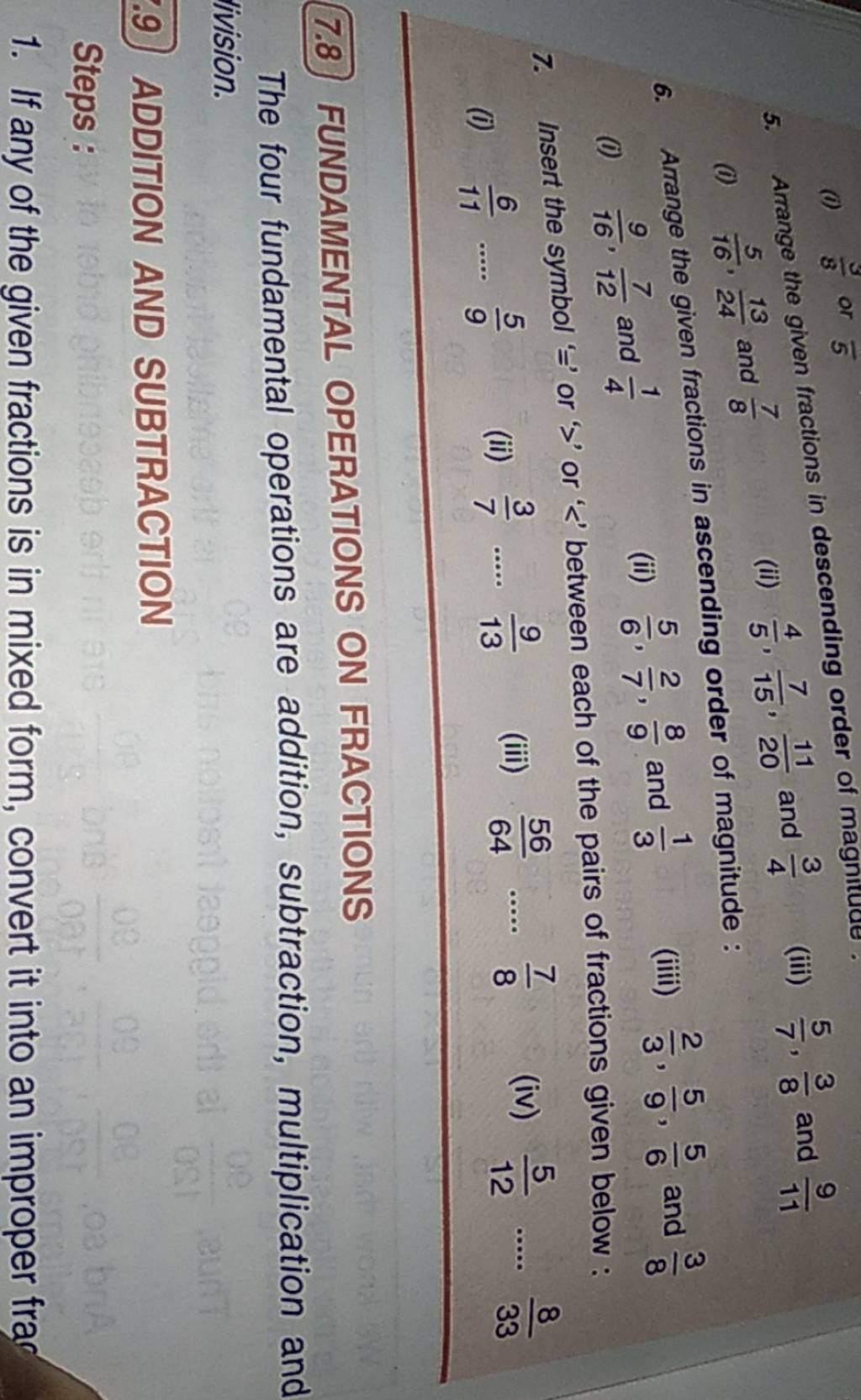 arrange-the-given-fractions-in-ascending-order-of-magnitude-filo