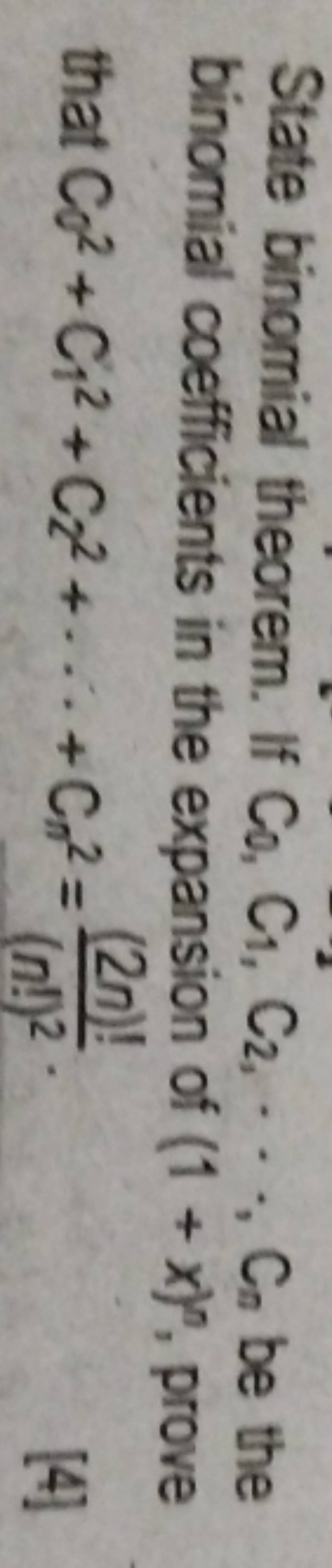 State Binomial Theorem If C0 C1 C2 ⋯cn Be The Binomial Coefficients 4496