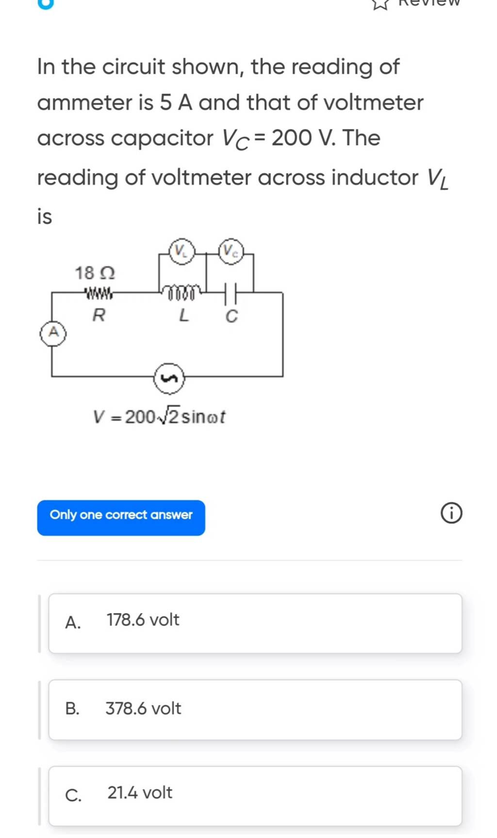 In the circuit shown, the reading of ammeter is 5 A and that of voltmeter..