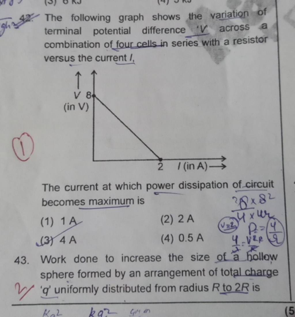 The following graph shows the variation of terminal potential difference