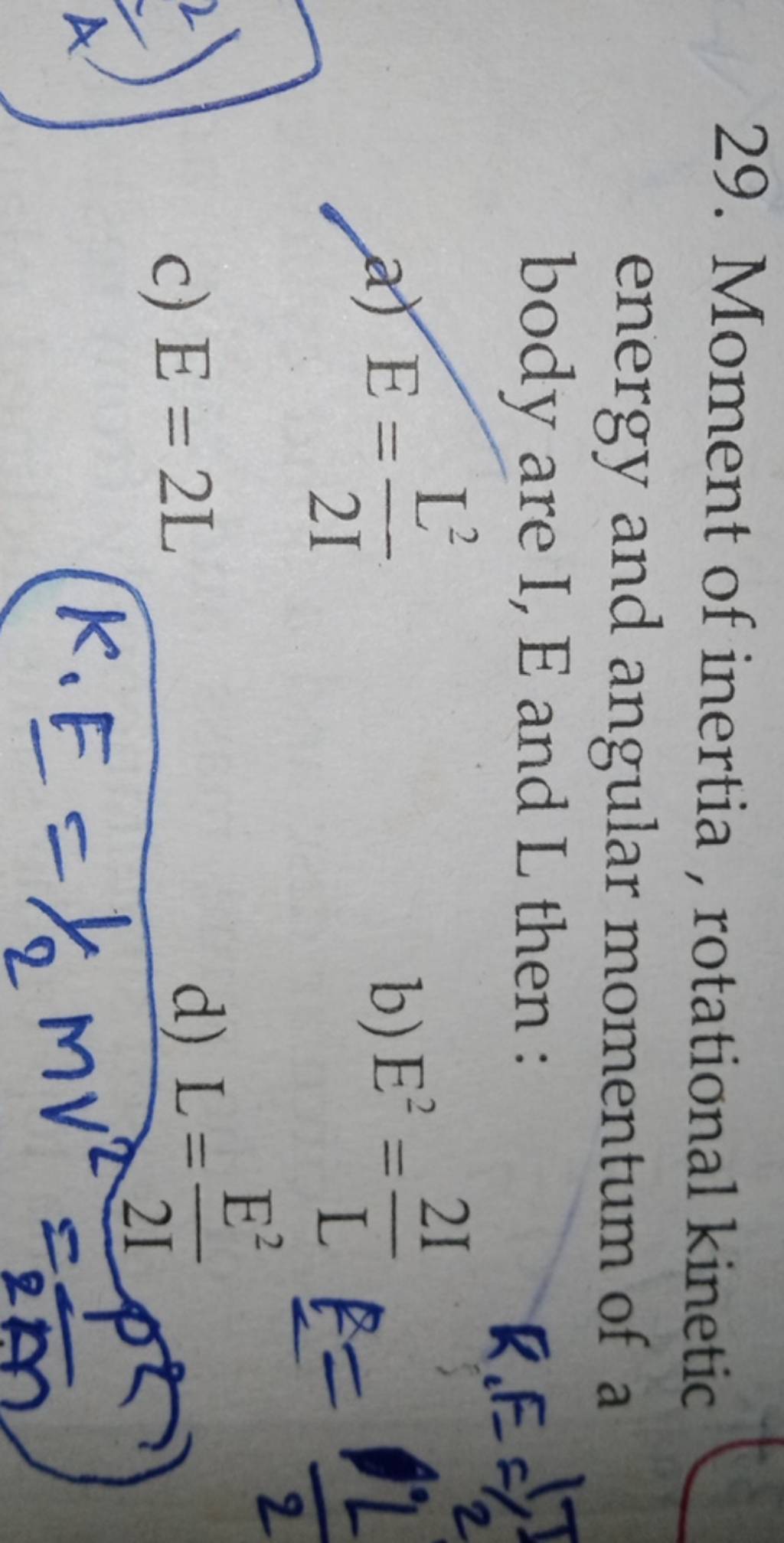 Moment of inertia, rotational kinetic energy and angular momentum of a bo..
